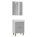 Ver imagem 1 de Conjunto para Banheiro Malibu 60cm com Gabinete Cuba Espelheira LED C00D64013 Branco/Cinza - Ozini m