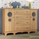 Ver imagem 1 de Cômoda Infantil 125cm 2 Portas com Vidro e 4 Gavetas Suspiro Multimóveis Mp4460 Madeirado