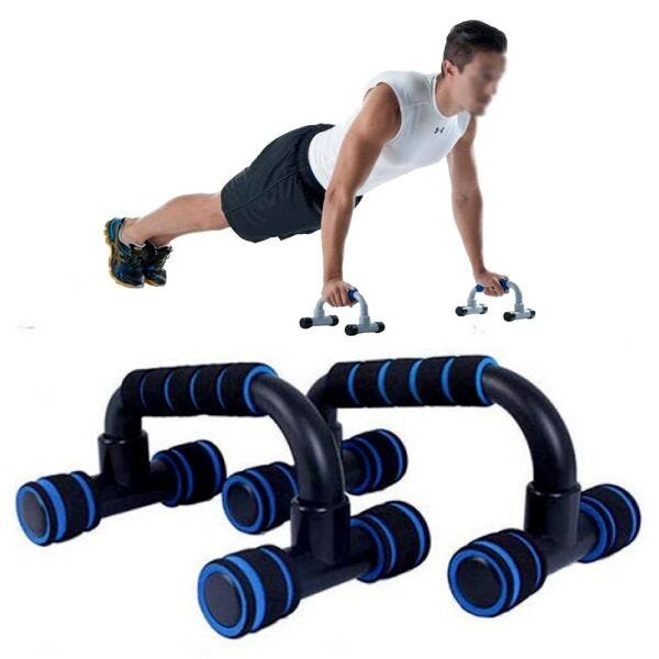 Apoio Flexão Fixo Braço Musculaçao Fortalecimento Exercicios Fit Azul Ou Laranja - Azul - 2
