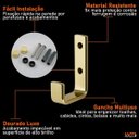 Ver imagem 2 de Gancho Cabide Toalheiro Rosto Aço Piatina Dourado