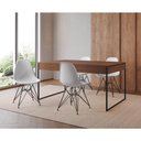 Ver imagem 1 de Mesa Jantar Industrial Retangular 137X90Cm Amêndoa Com 4 Cadeiras Brancas Base Ferr Cor: Amendoa