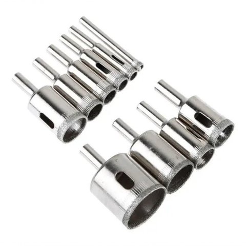 Kit 10 Brocas Diamantadas Corta Vidro Mármore Piso Cerâmica 6-30mm