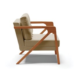 Poltrona Melissa Suede Marrom Rato Base de Madeira Castanho - D'Rossi - 4