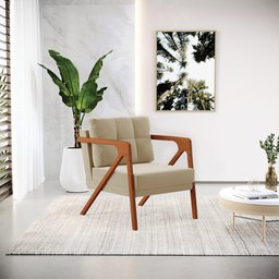 Poltrona Melissa Suede Marrom Rato Base de Madeira Castanho - D'Rossi - 2