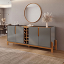 Ver imagem 2 de Conjunto Buffet + Cristaleira Lizz Cinza Pérola Buffet 190 cm Casa D