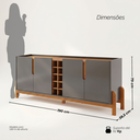 Ver imagem 4 de Conjunto Buffet + Cristaleira Lizz Cinza Pérola Buffet 190 cm Casa D