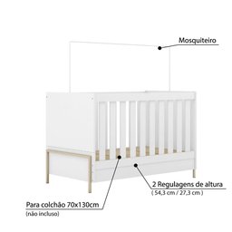 Berço Mini Cama Metalic - Champanhe/Branco - 3