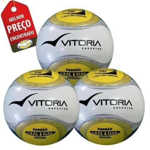 Bola Futsal Vitoria Oficial Termotech - Kit Com 3 Unidades - Azul - 2