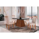 Ver imagem 1 de Sala de Jantar Completa Luna C/ Tampo Madeirado C/ Vidro Canto Curvo 120x80cm e 4 Cadeiras Londrina