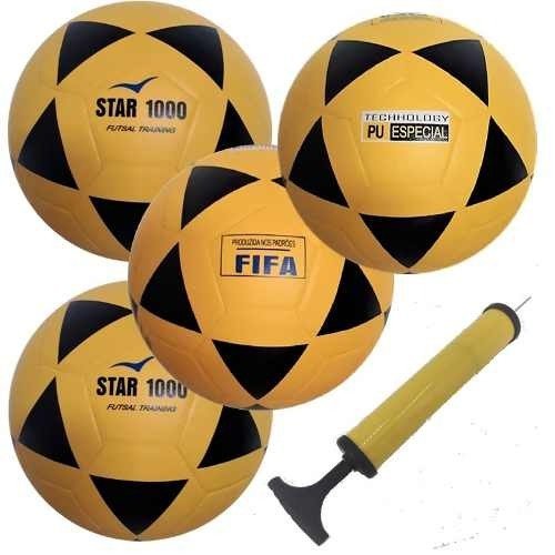 Kit 4 Bolas Futsal Vitoria Oficial Adulto Star 1000 + Bomba de Ar - Branco - 2