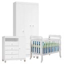 Ver imagem 1 de Quarto de Bebê 3 Portas Ternura Baby com Berço Lila Branco Brilho - Incorplac