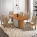 Ver imagem 1 de Mesa de Jantar Aspen com 6 Cadeiras Eloise Moderna Mobília Turim 07 Naturale