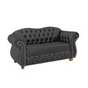 Ver imagem 1 de Sofá Chesterfield Merlo 2 Lugares 2,30 - Veludo Cinza Chumbo / Decoração, recepção, sala tv estar