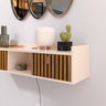 Aparador Suspenso 2 Gavetas Organizador Decorativo Quarto 0,90 Vegas - Off White / Ripado - 3