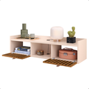 Ver imagem 5 de Aparador Suspenso 2 Gavetas Organizador Decorativo Quarto 0,90 Vegas - Off White / Ripado