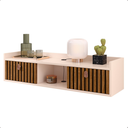 Ver imagem 6 de Aparador Suspenso 2 Gavetas Organizador Decorativo Quarto 0,90 Vegas - Off White / Ripado