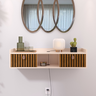 Aparador Suspenso 2 Gavetas Organizador Decorativo Quarto 0,90 Vegas - Off White / Ripado - 1