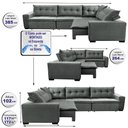 Ver mais imagens de Sofa de Canto Retrátil e Reclinável com Molas Cama Inbox Oklahoma 3,85x2,61 ou 2,61x3,85 Cinza