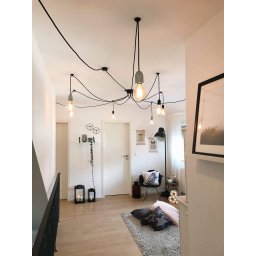 Lustre Pendente Aranha Preto Thomas Edison para 8 Lâmpadas Luxo Moderno Inl83 - 4