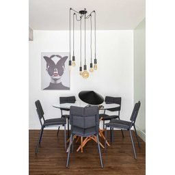 Lustre Pendente Aranha Preto Thomas Edison para 8 Lâmpadas Luxo Moderno Inl83 - 2
