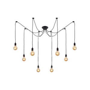 Lustre Pendente Aranha Preto Thomas Edison para 8 Lâmpadas Luxo Moderno Inl83