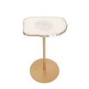 Ver imagem 1 de Mesa Lateral Metal Dourado com Platter de Quartzo Branco