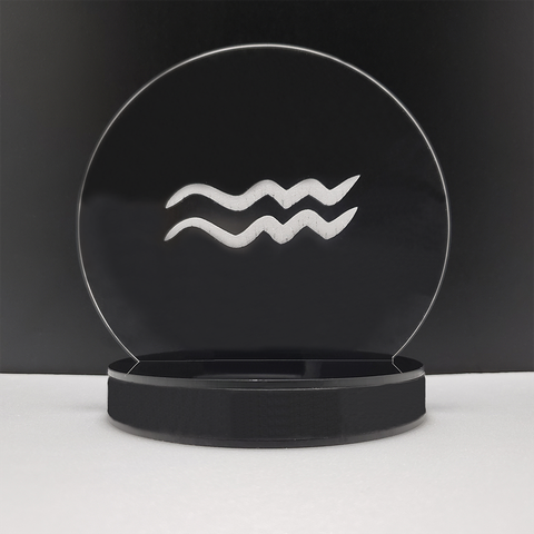 Luminária Abajur Mesa LED RGB Fonte Bivolt Decoração Horoscopo Signo Aquário