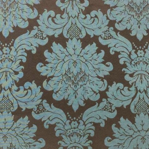 Toalha de Mesa Redonda em Jacquard Medalhão Marrom com Verde - 2,80M