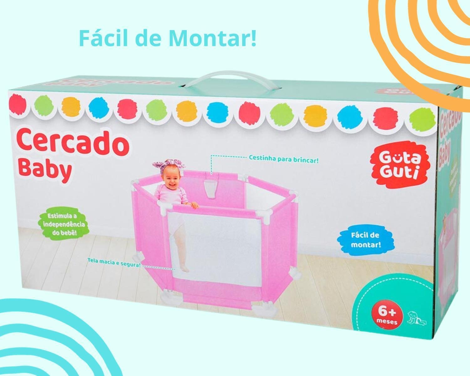 Cercadinho Chiqueirinho Baby Seguro de 110 X 51cm para Bebês - 3