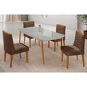 Ver imagem 1 de Conjunto: Mesa de Cozinha Havana Curvo 120cm + 4 Cadeiras Maldivas Naturale/off White - Suede Marrom