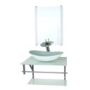 Ver imagem 1 de GABINETE DE VIDRO PARA BANHEIRO 60CM AC CUBA OVAL BRANCO FULL COM TORNEIRA CASCATA