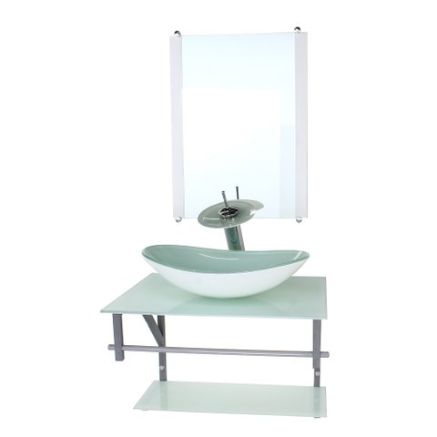 GABINETE DE VIDRO PARA BANHEIRO 60CM AC CUBA OVAL BRANCO FULL COM TORNEIRA CASCATA