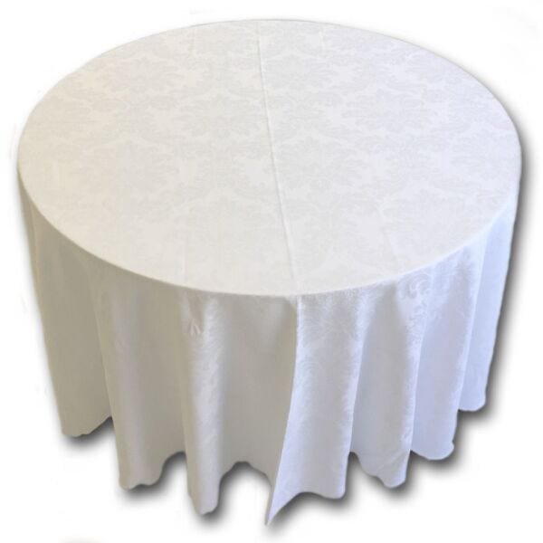 Toalha de Mesa Redonda em Jacquard Medalhão Off White - 2,80M - 2