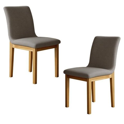 Conjunto 2 Cadeiras para Sala de Jantar com Pés em Madeira Maciça Bella Cinza/Cinamomo/Linho Prata