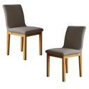 Ver imagem 1 de Conjunto 2 Cadeiras para Sala de Jantar com Pés em Madeira Maciça Bella Cinza/Cinamomo/Linho Prata