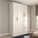 Ver imagem 1 de Guarda-roupa Solteiro Paraná 4 Portas 2 Gavetas Branco - Panorama Móveis