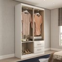 Ver imagem 3 de Guarda-roupa Solteiro Paraná 4 Portas 2 Gavetas Branco - Panorama Móveis