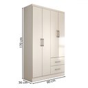 Ver imagem 5 de Guarda-roupa Solteiro Paraná 4 Portas 2 Gavetas Branco - Panorama Móveis