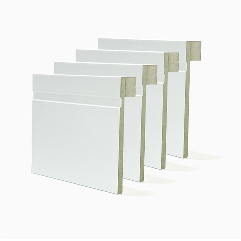 Rodapé de Sobrepor Branco 12cm com Friso 7,36m MDF