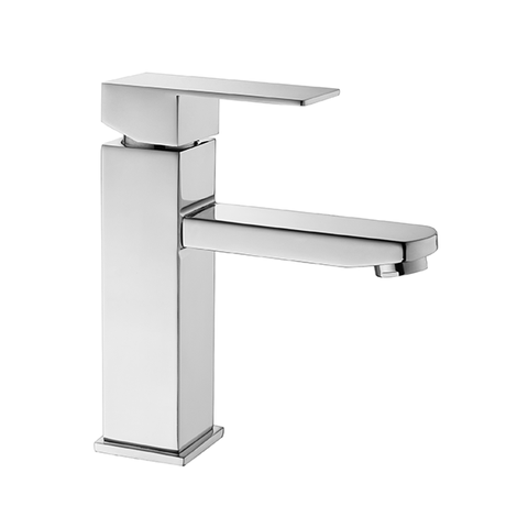 Torneira Misturador Monocomando Cromado Quadrado Baixo para Banheiro