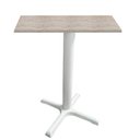 Ver imagem 1 de Mesa Ômega Ferro Branco 74 Cm (alt) Base X Tampo Mdp Quadrado Castanheira 80cm (larg) X 2,50cm (alt