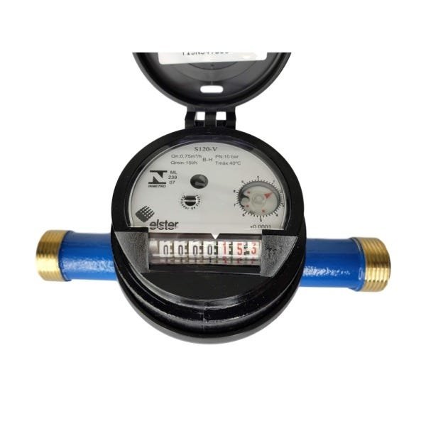 Hidrômetro Unijato 1/2" Qmax 1,5m³/h 165mm + Conexões Latão - 2