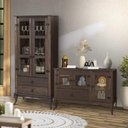 Ver imagem 1 de Cristaleira de Madeira Antiga Rustica com Balcão Imbuia Jm Móveis