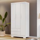 Ver imagem 1 de Guarda-Roupa Multiuso com 3 Portas e 2 Gavetas Ébano Branco