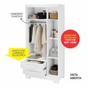 Ver imagem 6 de Guarda-Roupa Multiuso com 3 Portas e 2 Gavetas Ébano Branco