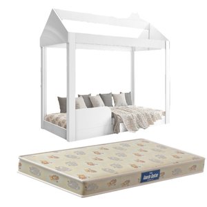 Cama Infantil Montessoriana com Colchão Probel Branco Quarto