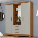 Ver imagem 2 de Guarda Roupa Casal com Espelho 3 Portas 3 Gavetas Capelinha 166 cm Cinamomo Areia Zanz