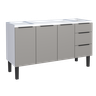 Gabinete Armário Cozinha Jupter 1.50 Mt 100% Aço P/ Pia -balção -3 Portas- 3 Gavetas:branco/cinza - 1