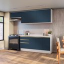 Ver imagem 1 de Armário de Cozinha Completa 100% Mdf 260cm Branco/azul Profundo Celeste Kappesberg