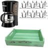 Kit Cafeteira 110V E Jogo 12 Xícaras E Bandeja Mdf Verde - 1